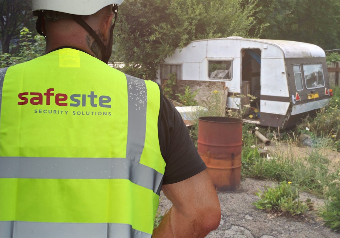 site operative ready to clean traveller site after eviction
