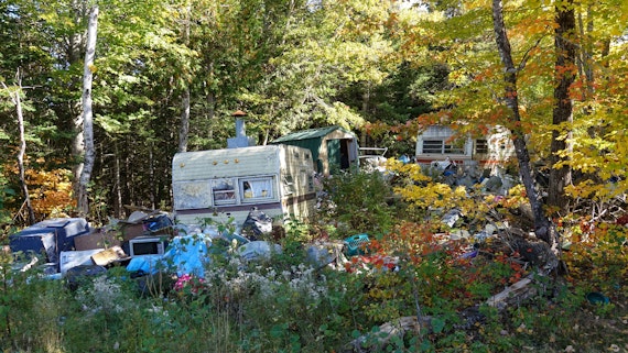 camper van on site before clearing