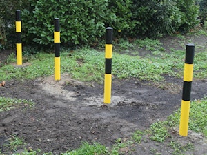 Yellow & Black Heavy Duty Bollards Secured With Concrete