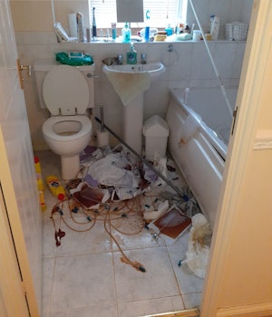 bathroom full of clinical waste